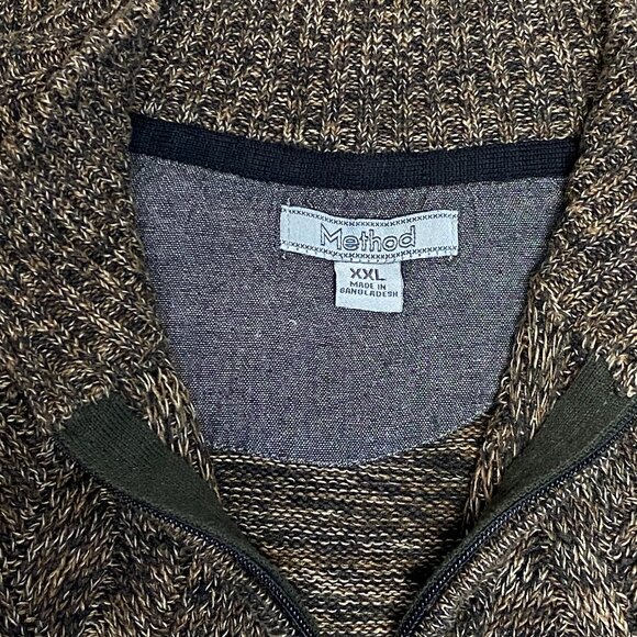 Method Long Sleeve Marled Mock Turtleneck 1/4 Zip Cable Knit Pull On Sweater XXL - Picture 10 of 12